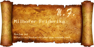 Milhofer Friderika névjegykártya